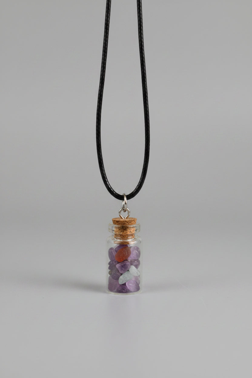 Random Pebble Bottle Necklace