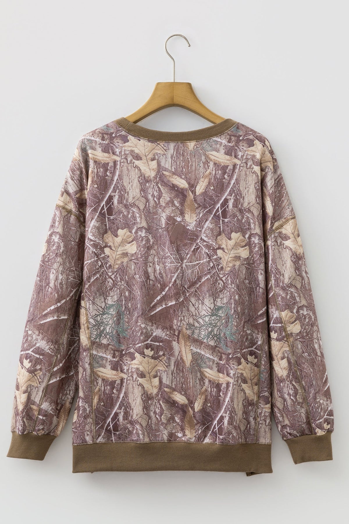 Camo Abstract Colorblock Detail Baggy Pullover Sweatshirt