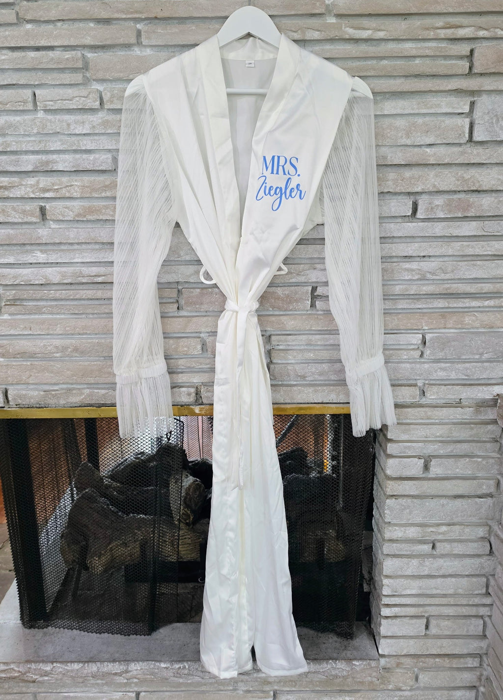 Personalized Tulle Sleeve Bridal Robe