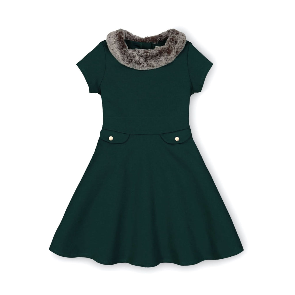 Fit and Flare Ponte Dress with Faux Fur - Baby