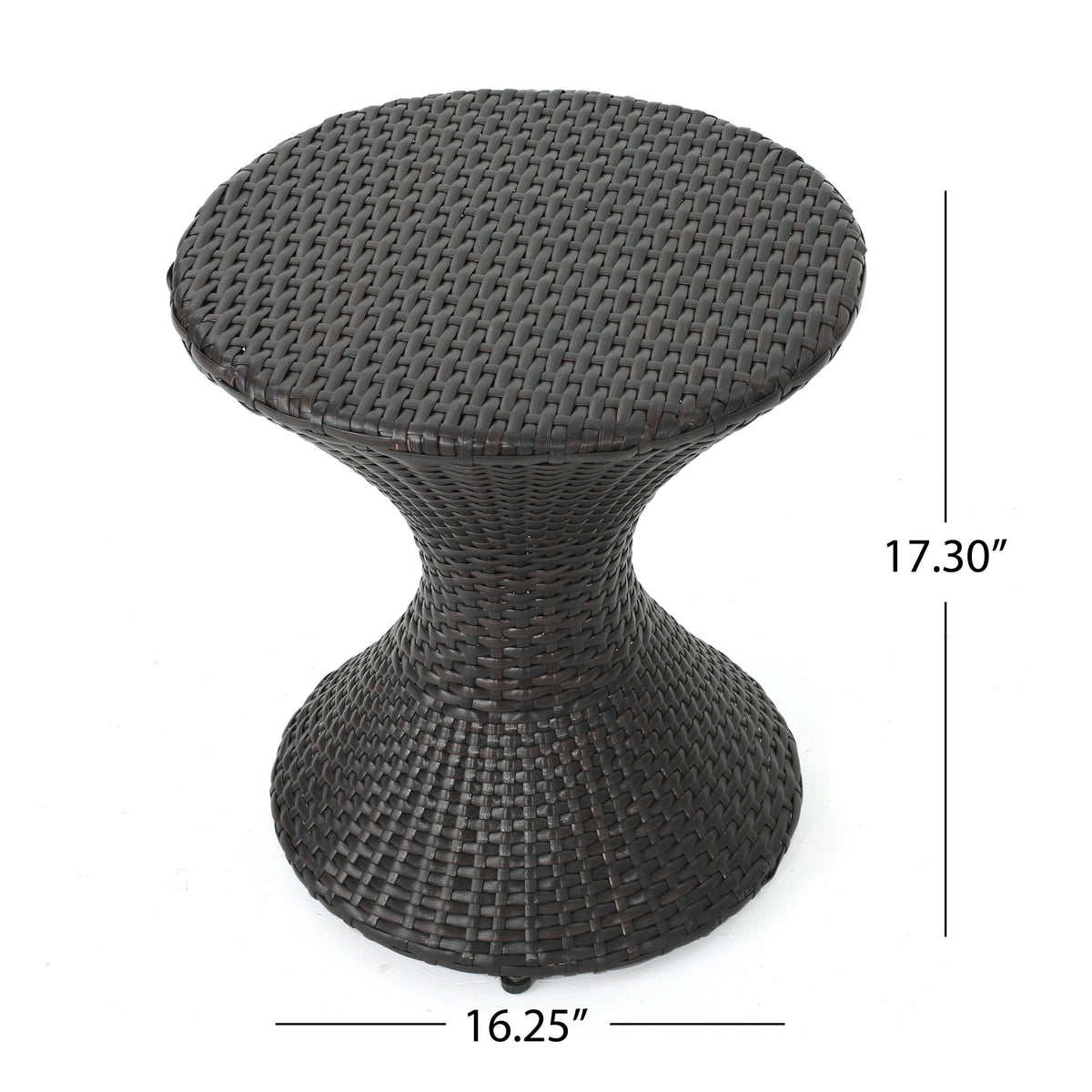 Outdoor 16-Inch Multi-Brown Wicker Hourglass Side Table