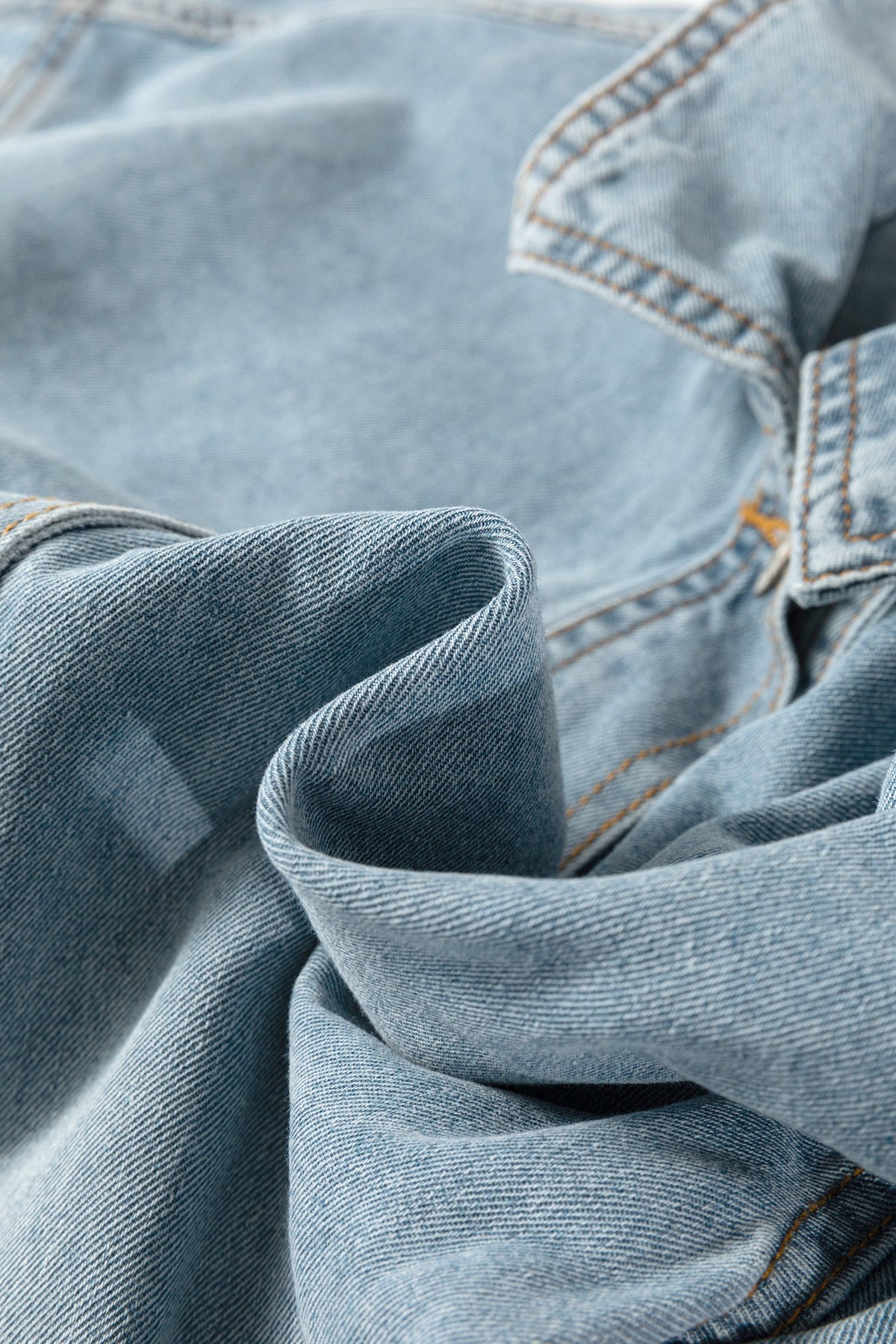 Beau Blue Draw-cord Hem Light Wash Denim Jacket