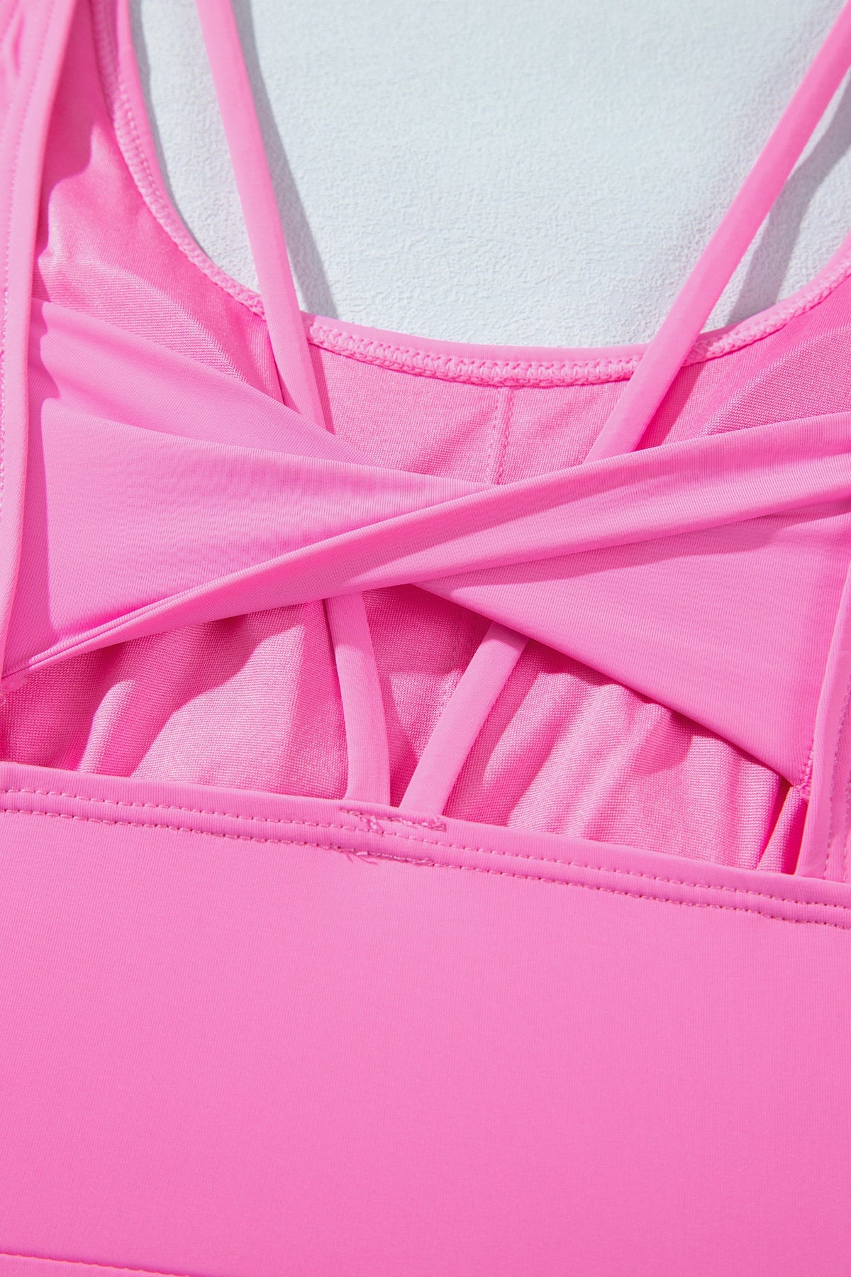 Bright Pink Twisted Strappy Back Active Mini Dress with Shorts