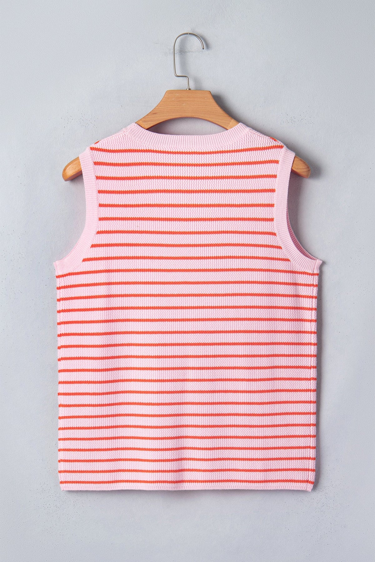 Stripe Textured Knit Sleeveless Sweater Top