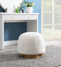 Fully Assembled Round Soft Teddy Fabric Upholstered Ottoman