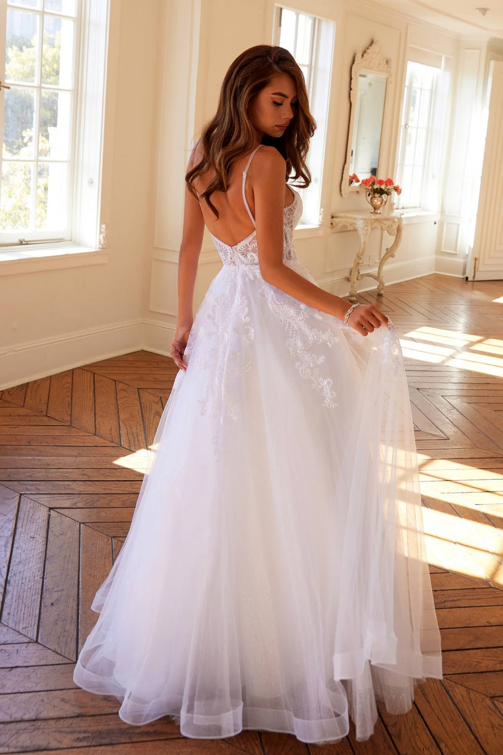 Juliet JT2482SW Floor Length A-Line Lace/Tulle Wedding Ball Gown