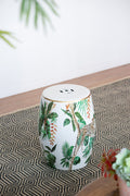 13x13x18" Ceramic Garden Stool - Jungle-Themed Accent Side Table