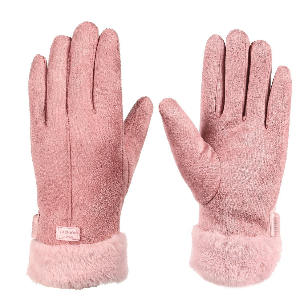 Winter Women's USB Heating Waterproof Suede Finger Gloves