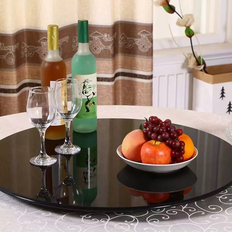 Black Tempered Glass Table Top - 39.3 Inch Round