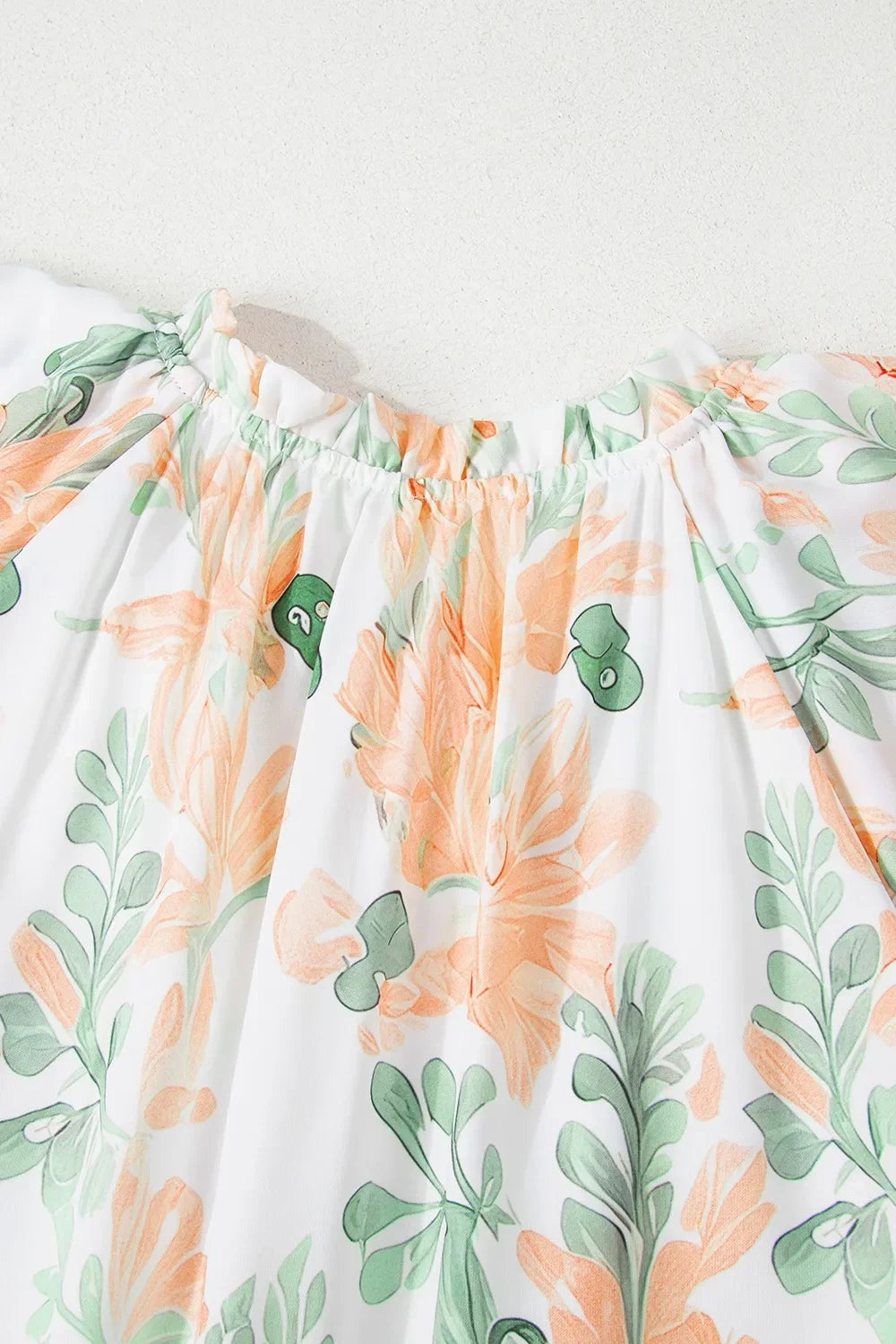 Floral Tie Neck Layered Short Sleeve Dress