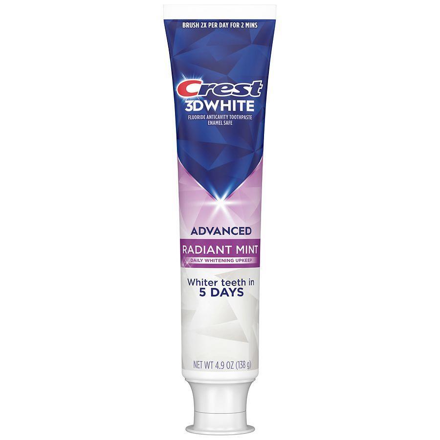 Crest 3D White Advanced Teeth Whitening Toothpaste Radiant Mint 4.9 oz