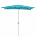 Turquoise Rectangular Patio Umbrella with Crank and Tilt