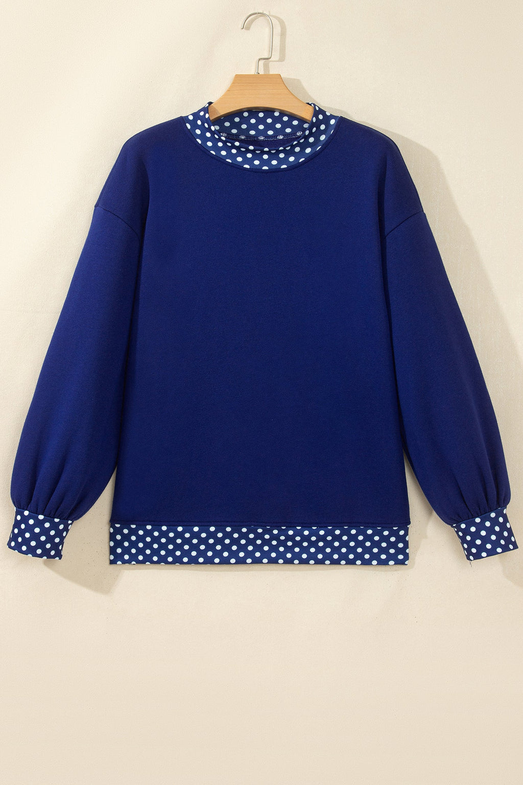 Burgundy Colorblock Polka Dot Contrast Trim Oversized Sweatshirt