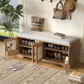TREXM Rustic Storage Bench Multifunctional Wood Entryway Shoe Bench