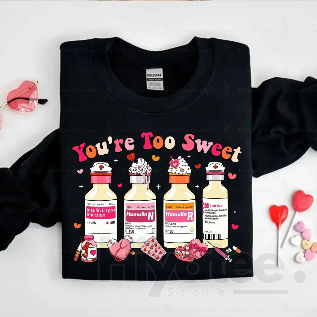 ER & ICU Nurse Valentine’s Day Shirt: Cute Insulin Diabetes Nursing Crewneck