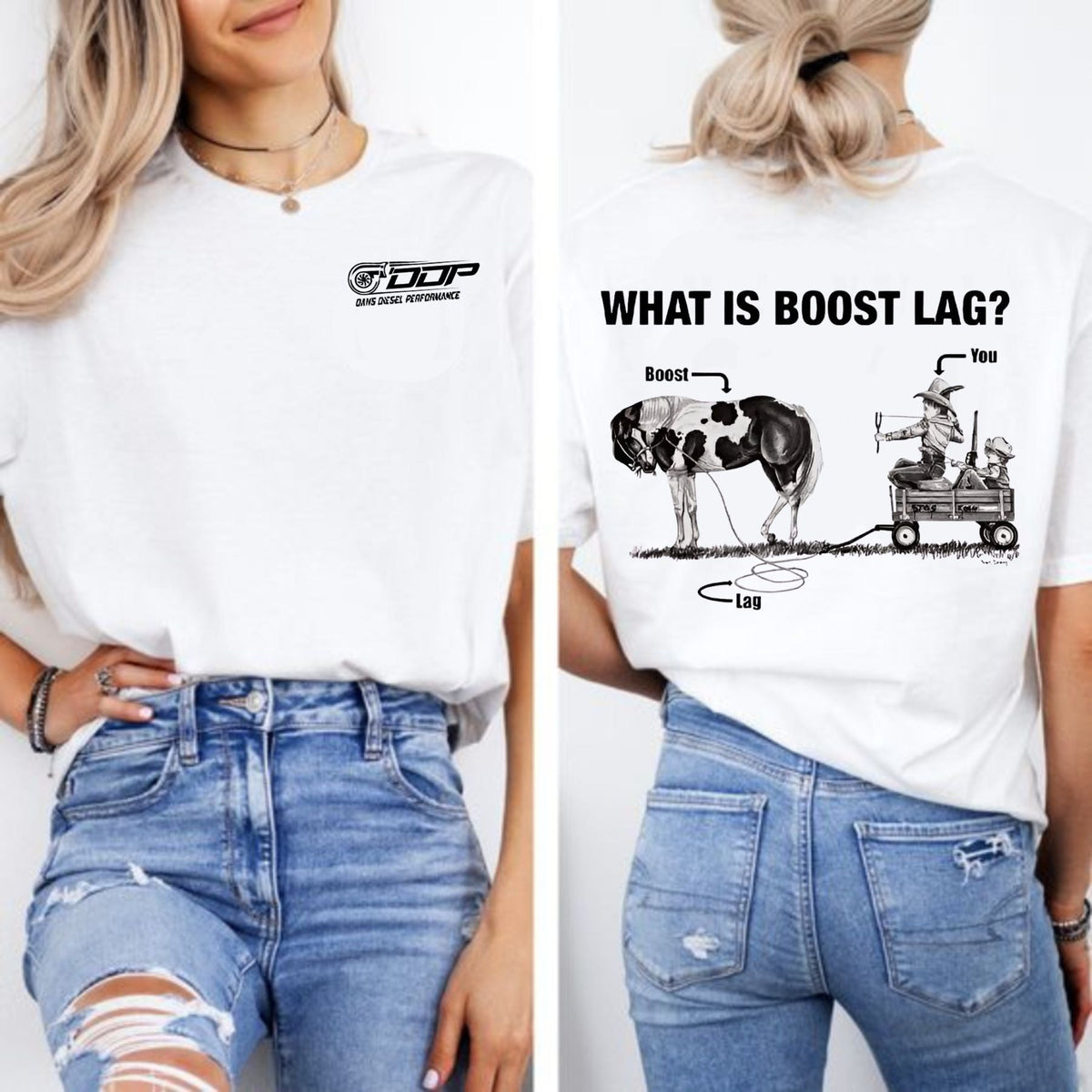 "Dan's Dsel Performance - What is Boost Lag?" T-Shirt - Funny Gift for Car & Truck Lovers, Unisex Performance Tee
