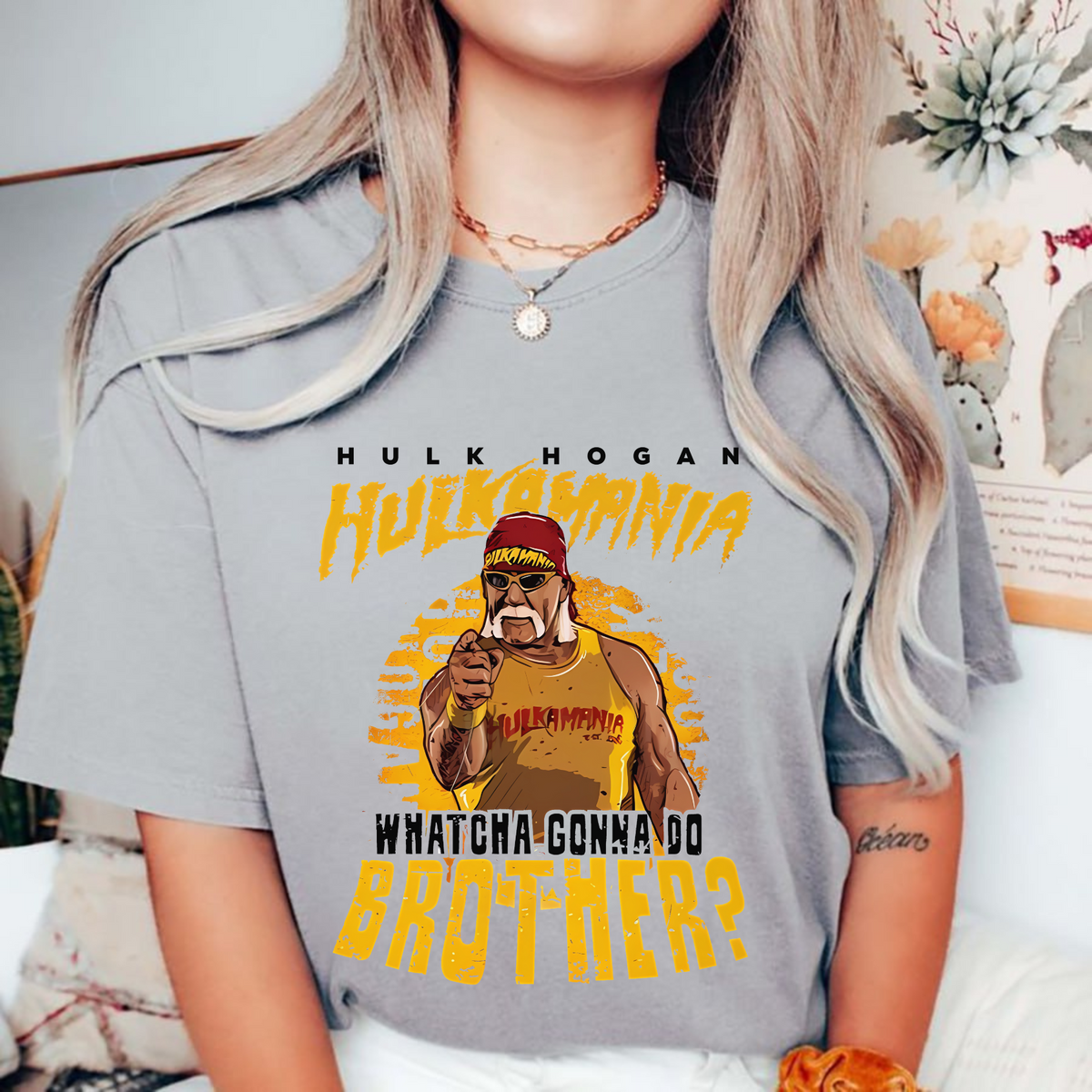 Hulk Hogan “Whatcha Gonna Do Brother?” T-Shirt – Hulkamania WWE Legend Graphic Tee, Unisex Fit
