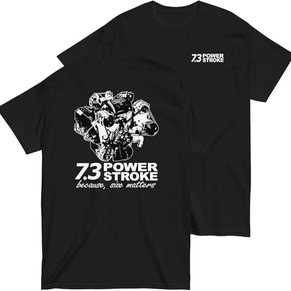 7.3 Power T-Shirt - 2-Sided Ford Truck Engine Graphic Tee, 90s Styled Menswear