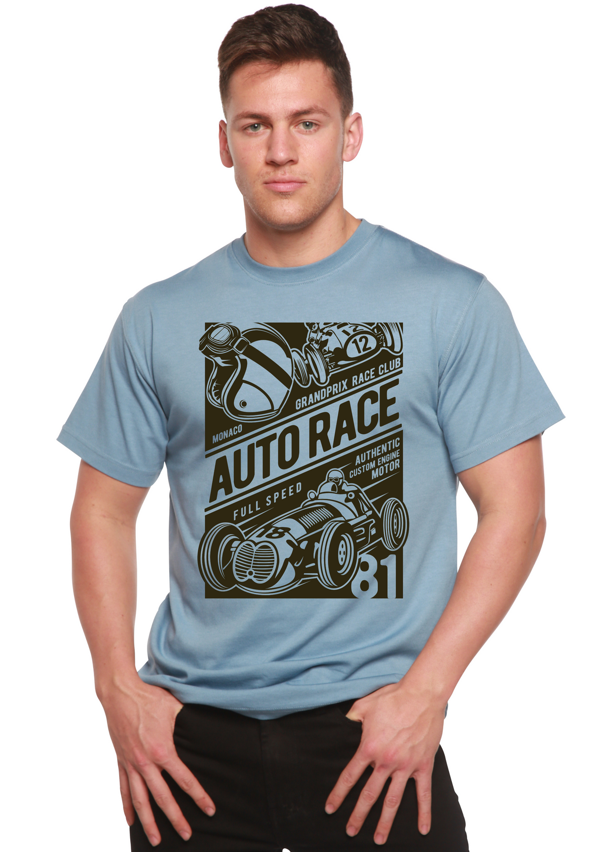 Auto Race Men's Bamboo Viscose/Organic Cotton Short Sleeve Graphic T-Shirt