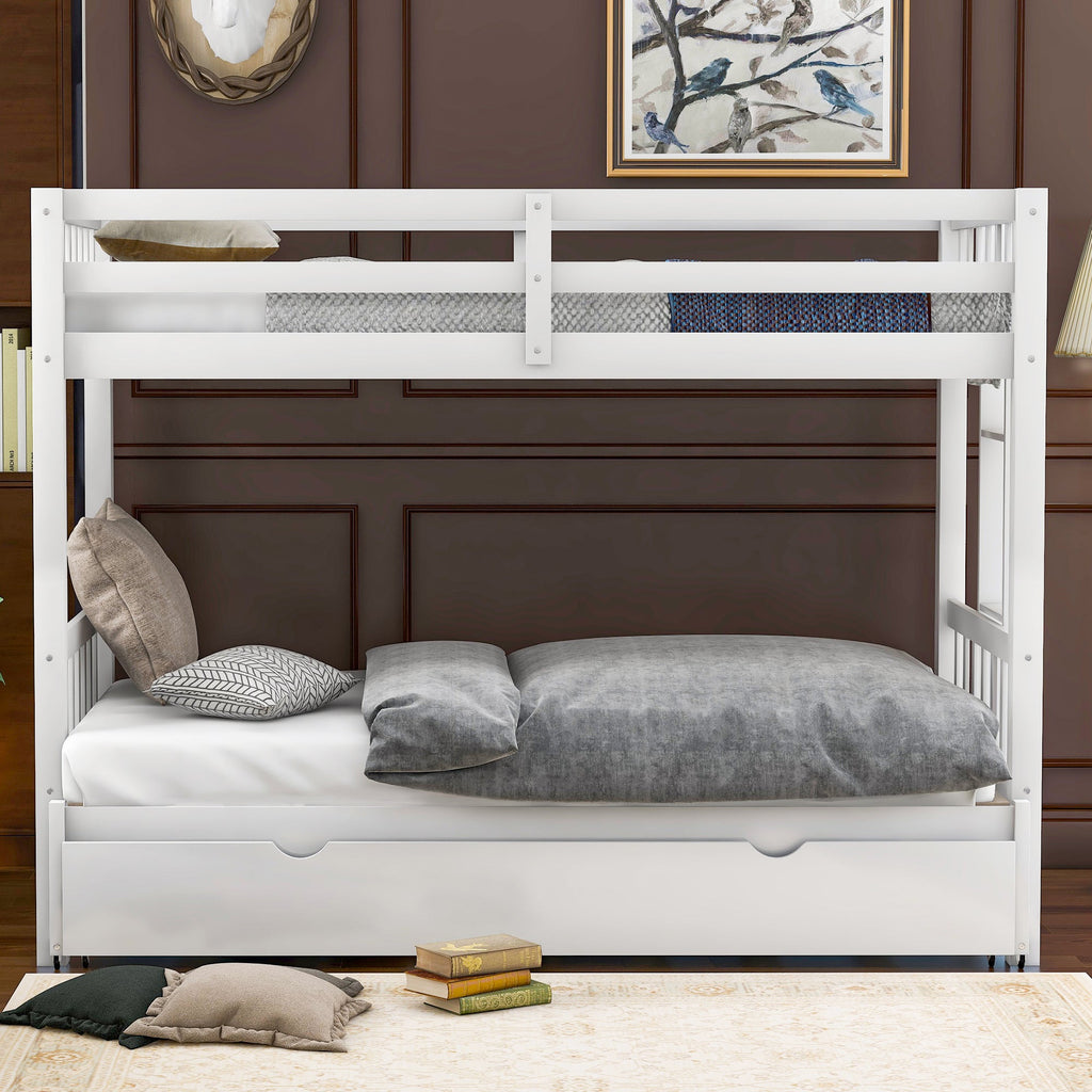 Twin Over Pull-Out Bunk Bed with Trundle, White