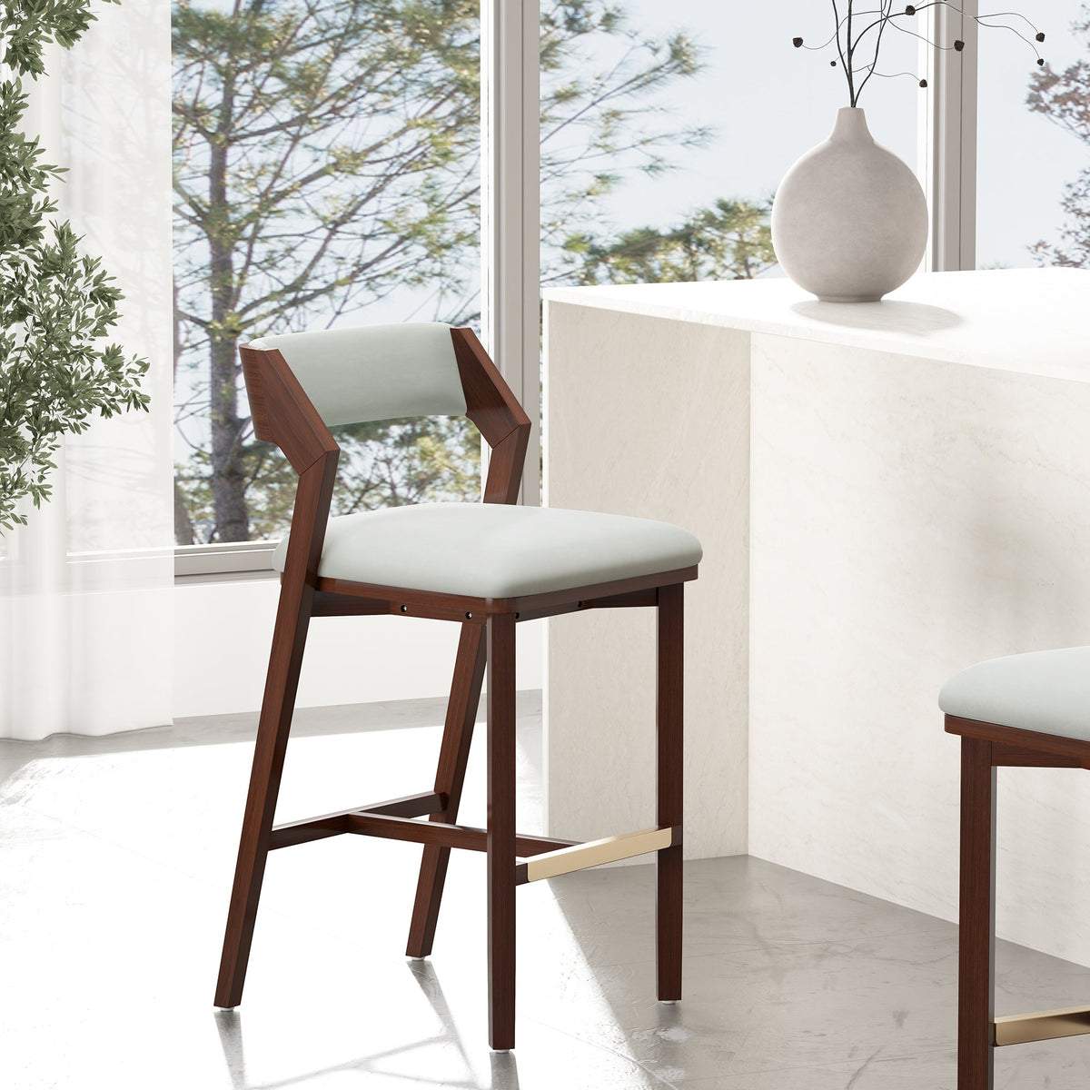 Patricia Velvet Barstool with Backrest