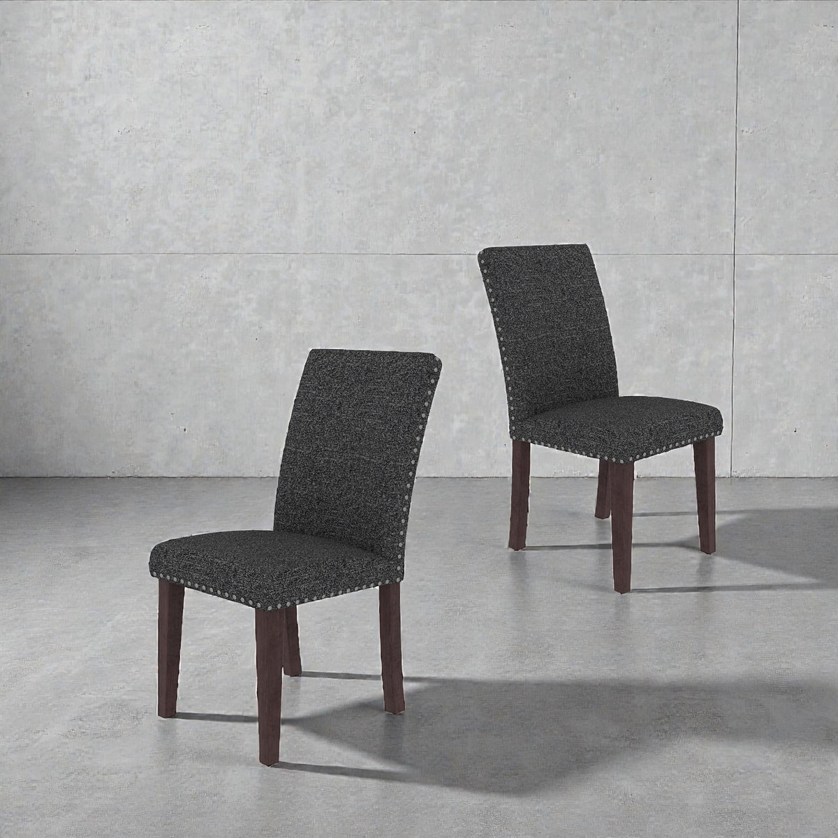 Upholstery Dining Chair Set of 2 in Grey and Brown