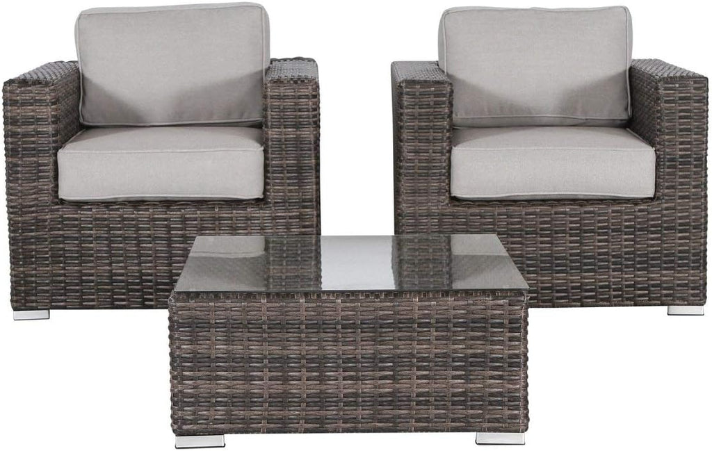 LSI 3-Piece Wicker Rattan Patio Sofa Set