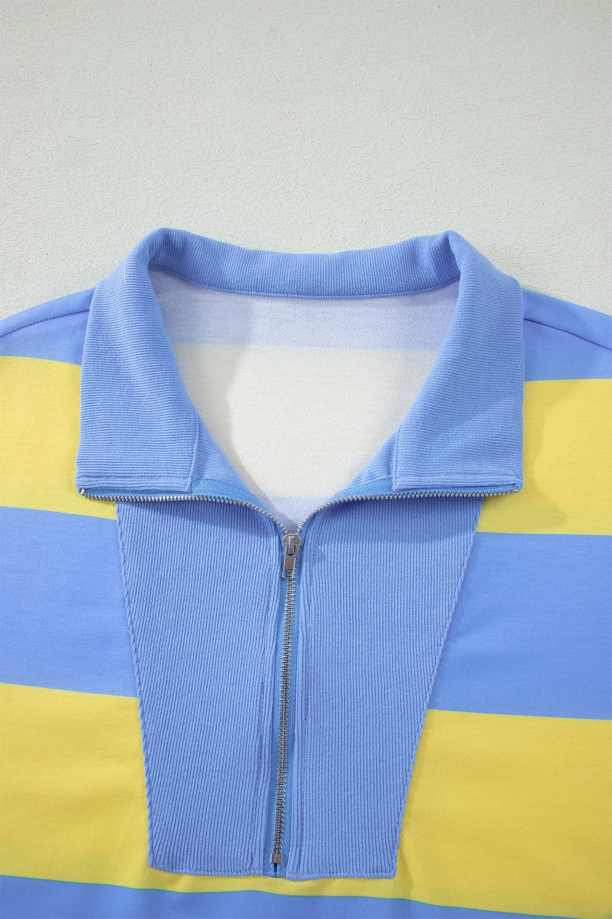 Stripe Half Zip Tee & Elastic Shorts Set