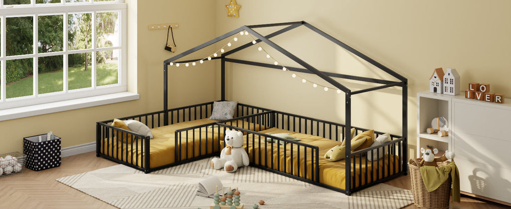 Double Twin Size L-Shaped Montessori Bed
