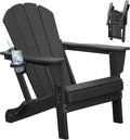 Folding Adirondack Chair with Cup Holder - Black