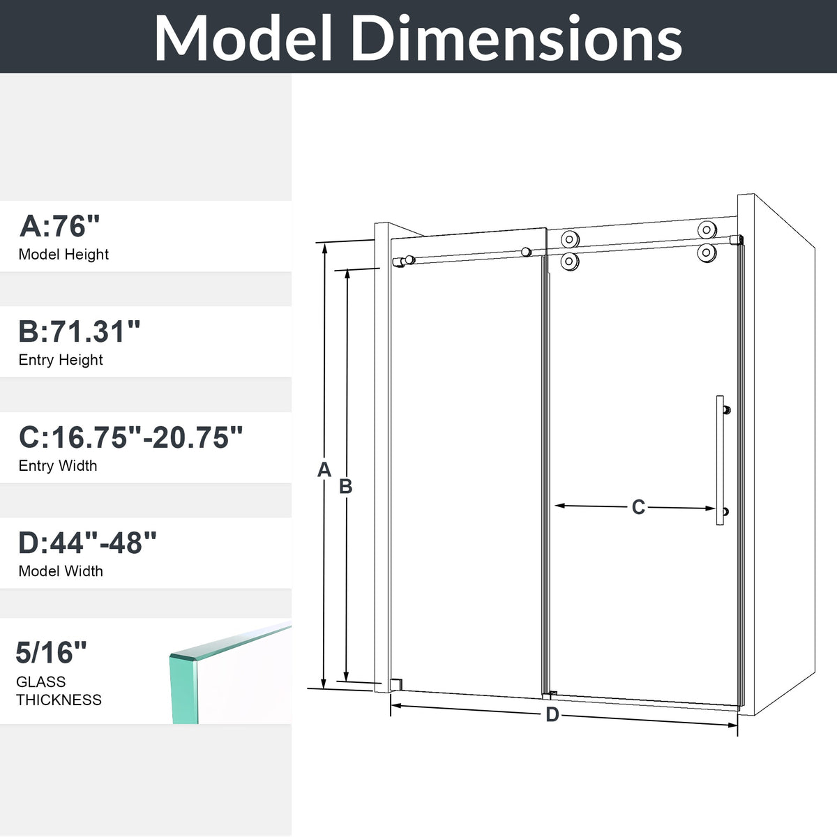 Frameless Single Sliding Shower Door