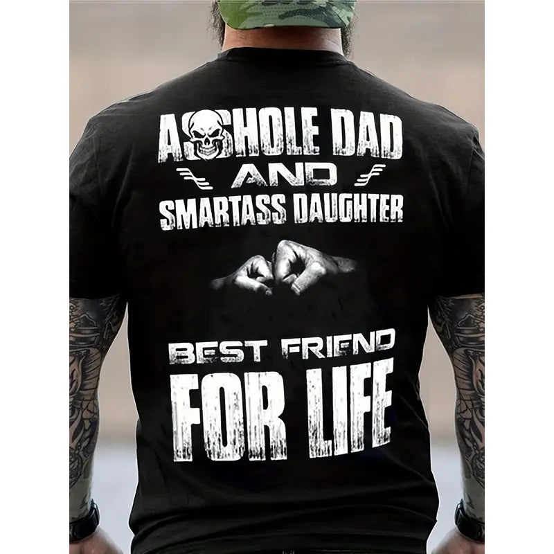 Men's Casual Letter Print T-Shirt – Soft Polyester Crew Neck Tee, All Seasons Style