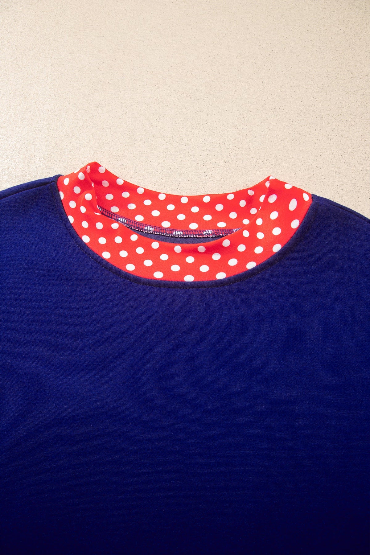 Brown Colorblock Polka Dot Contrast Trim Oversized Sweatshirt