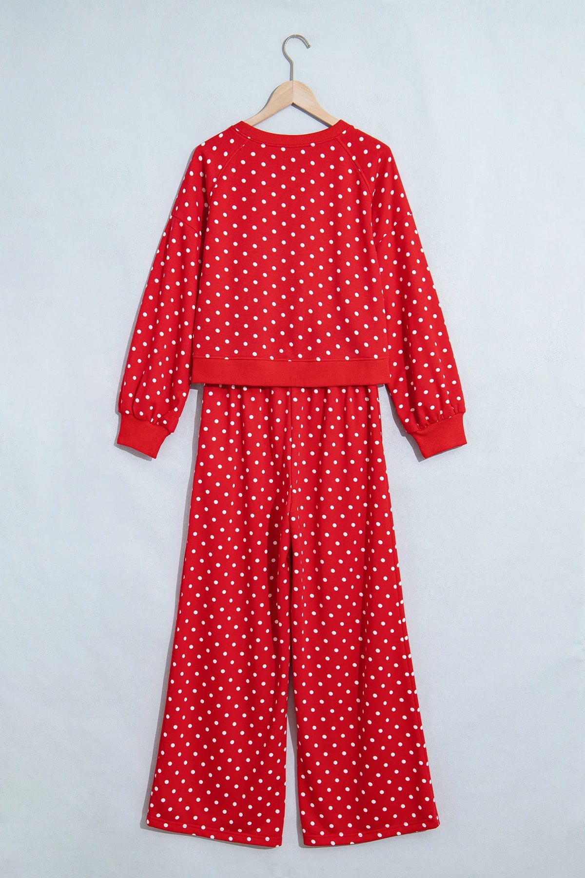 Polka Dot Long Sleeve Top & Wide Leg Pant Set