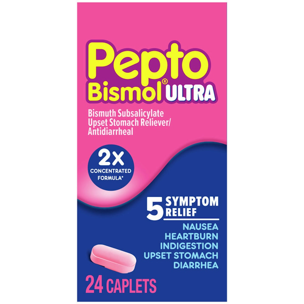 Pepto Bismol Ultra Caplets, Upset Stomach 5 Symptom Fast Relief