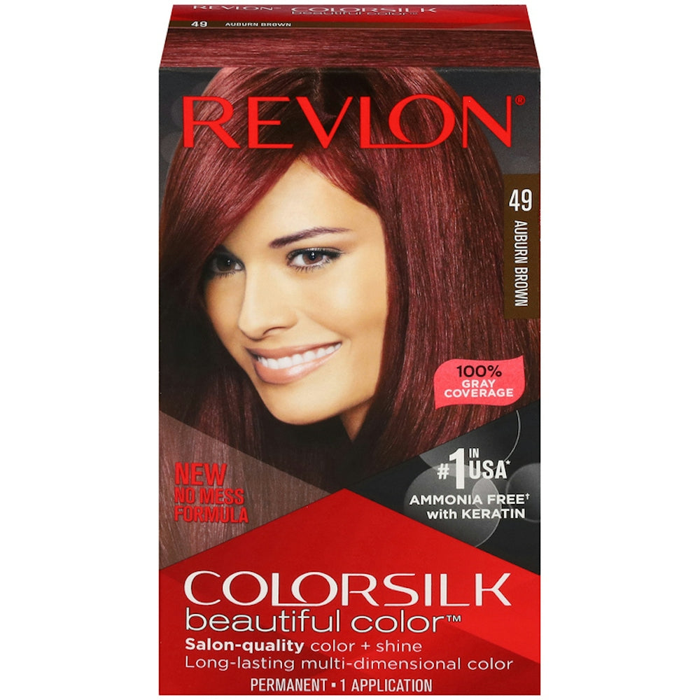 Revlon Colorsilk Beautiful Color Permanent Hair Color, 49 Auburn Brown