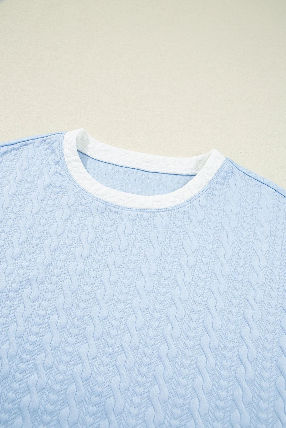 Textured Contrast Trim Crewneck Tee & Pocketed Skirt Set