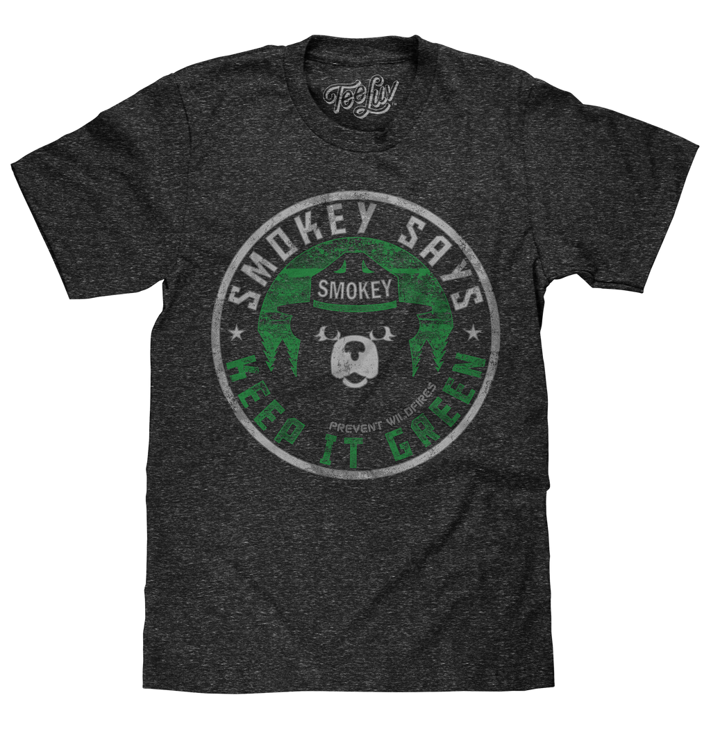 Smokey Says "Keep it Green, Prevent Wildfires" T-Shirt - Gray