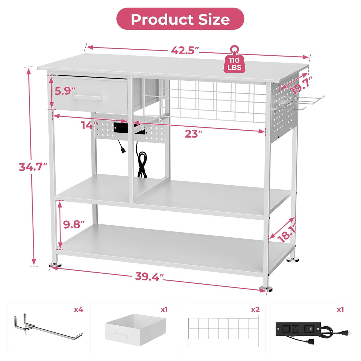 Large Heat Press Table with Charging Station