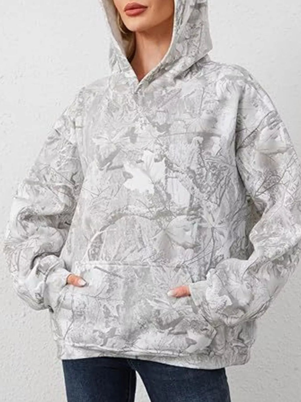 Full Size Kangaroo Pocket Long Sleeve Hoodie Plus Size