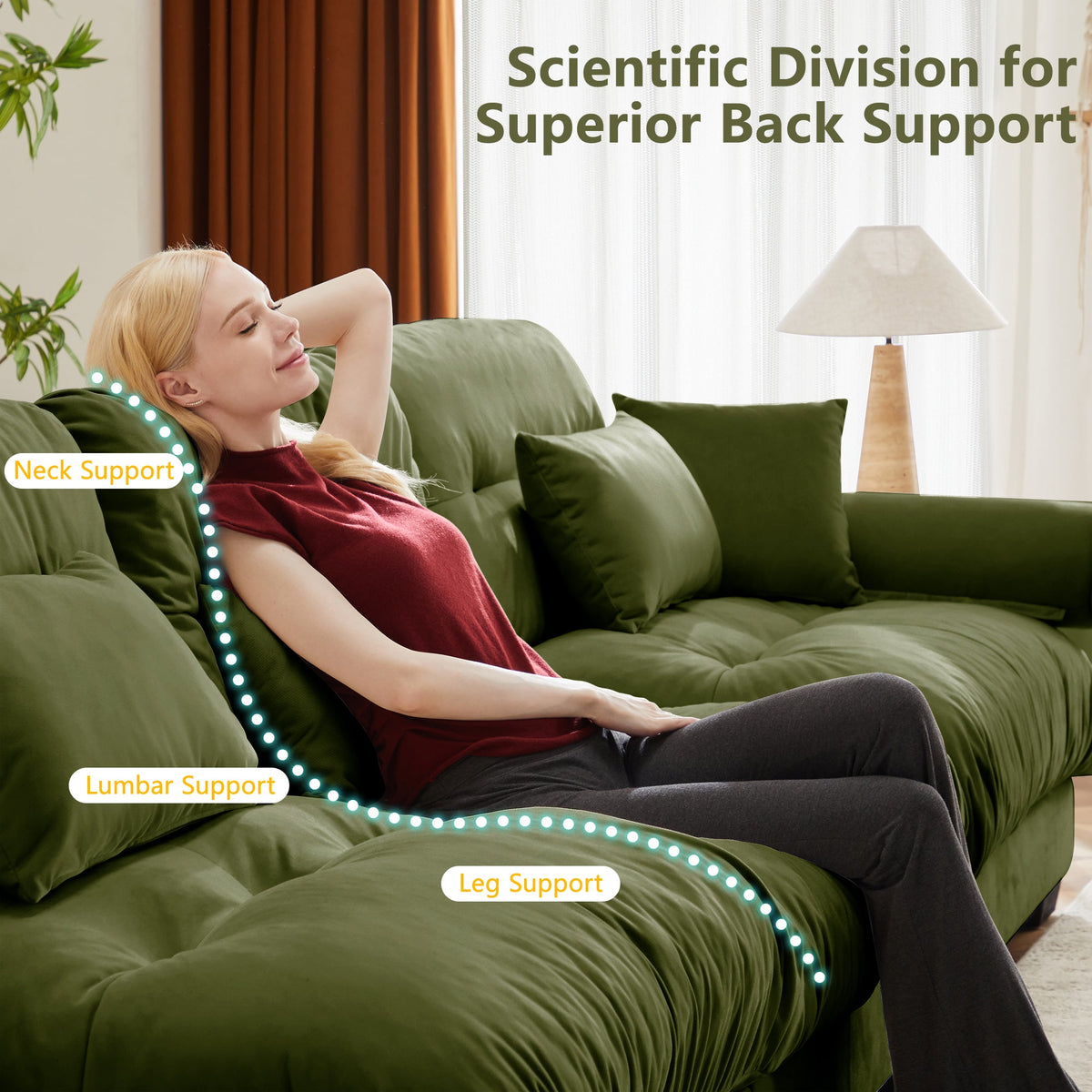 Extra Large 3 Seat Modern Velvet Sofa