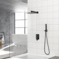 Dual Shower Head - 12 Inch Wall Mounted Square Shower System with Rough-in Valve, Matte