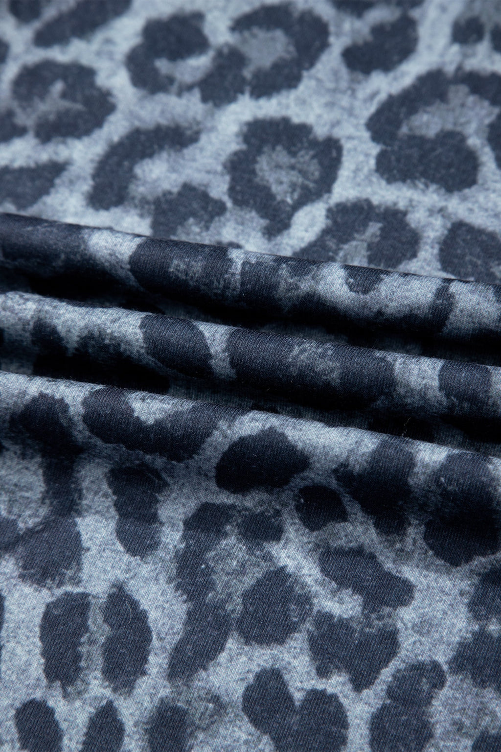 Gray Wild Leopard Print Frilled Detail Drawstring Wide Leg Pants