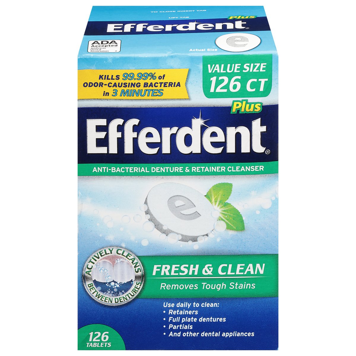 Efferdent® Minty Fresh & Clean Dental Appliance Cleanser Tablet, 126 EA