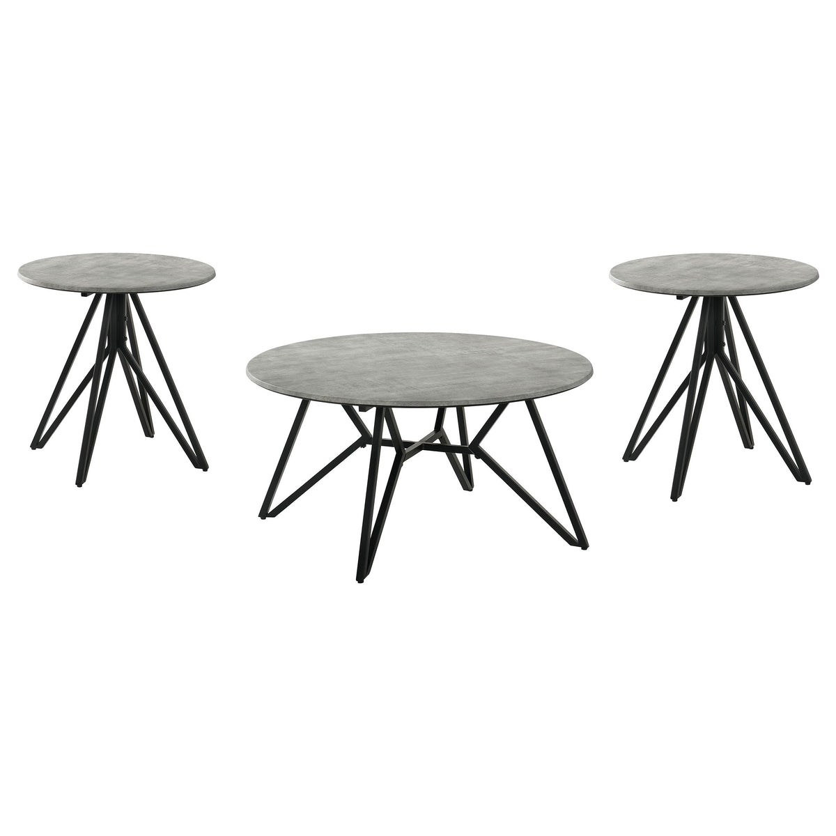 Garfield Cement 3-Piece Round Coffee and End Table Set