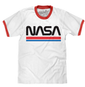 NASA Worm Logo Ringer T-Shirt - White and Red