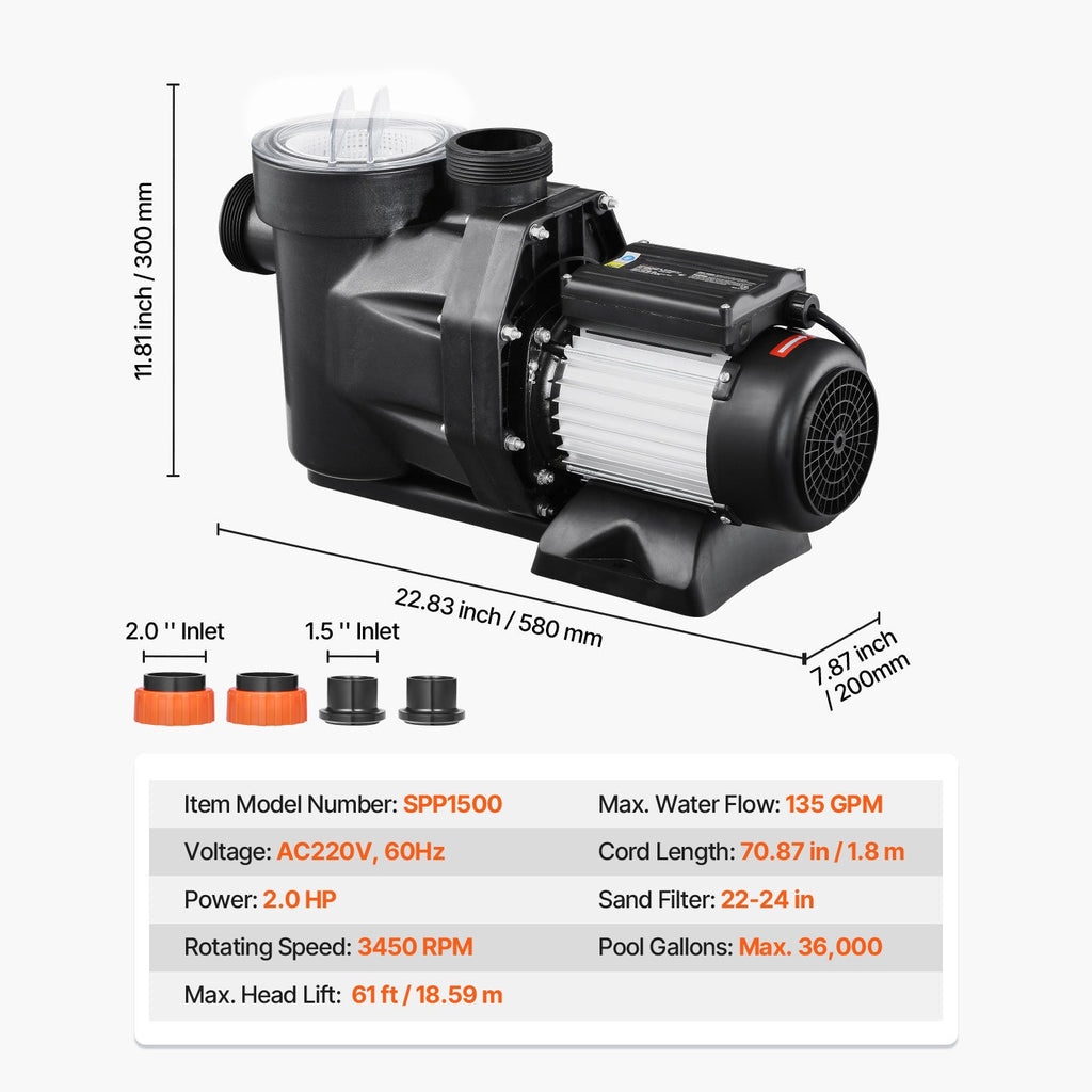 2 HP Above Ground Swimming Pool Pump