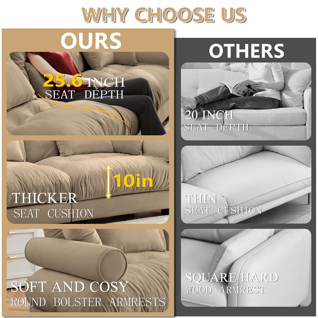 U Shape Modular Sectional Sofa Couch with Movable Ottomans