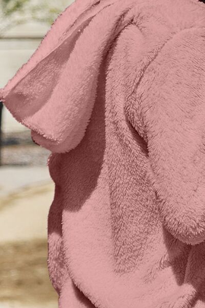 Women Full Size Teddy Hooded Jacket with Pockets Cozy Casual Jacket Comfortable Women Jacket
