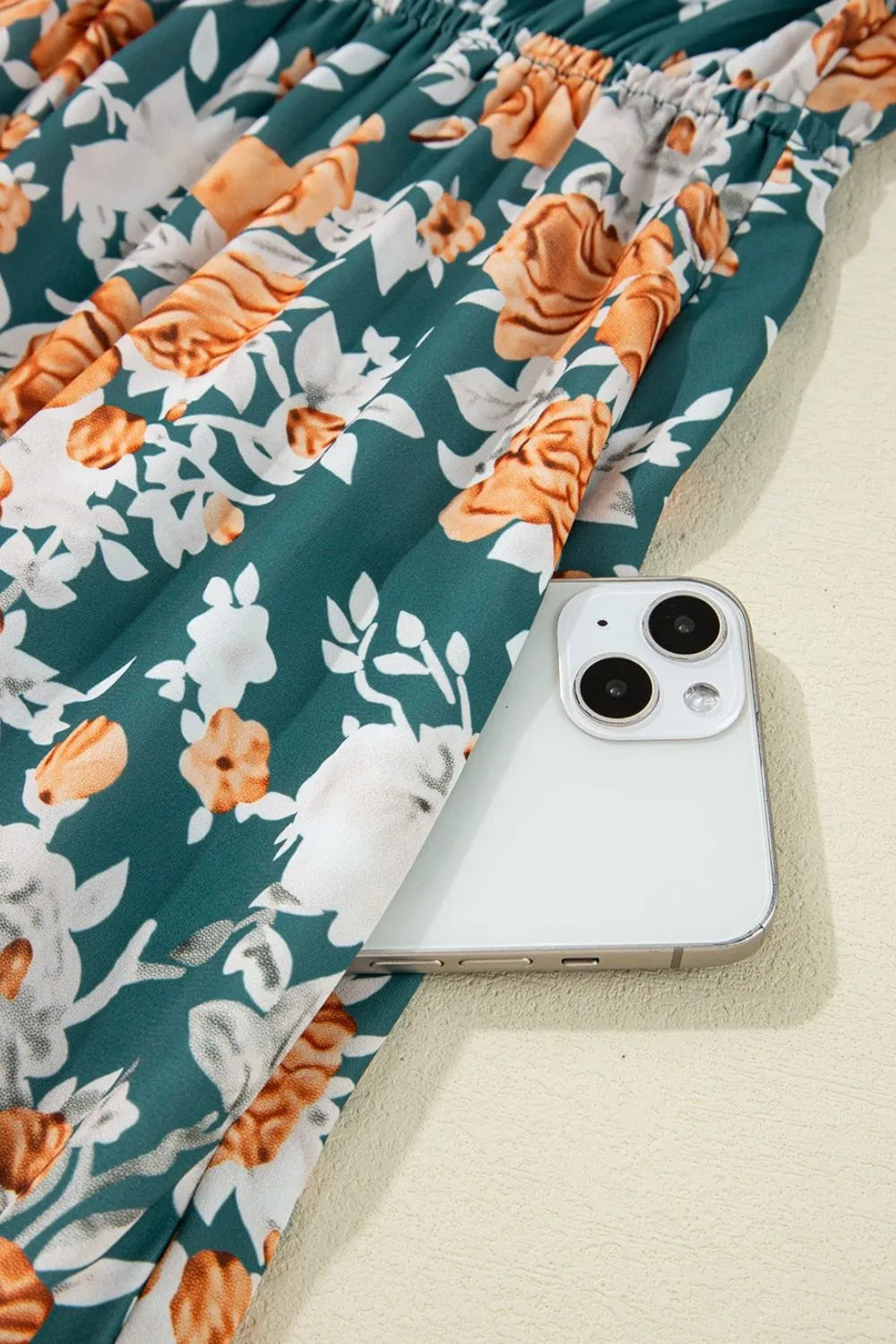 Floral Print Trimmed V Neck Tie Waist Sleeveless Dress